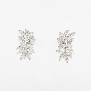 Estate Platinum and 18K Gold Diamond Cluster Earrings