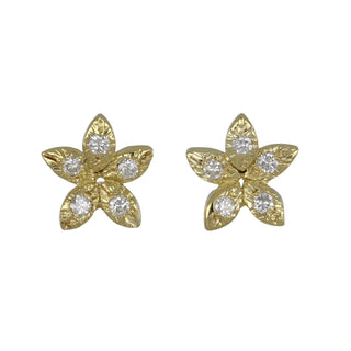 Tenenbaum 18K Gold Diamond Flower Stud Earrings
