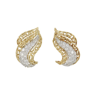 Mid-Century Diamond Openwork Swirl Earrings