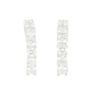 Estate 18K White Gold Diamond Huggie Earrings