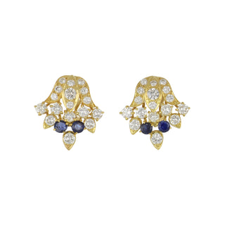 Vintage 1990s Diamond & Sapphire Spray Earrings