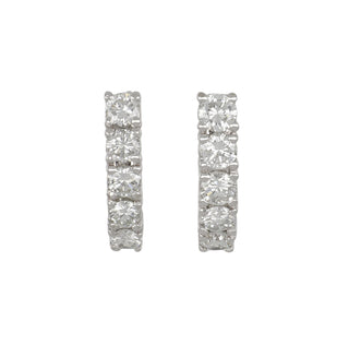 14K White Gold Diamond Hoop Earrings