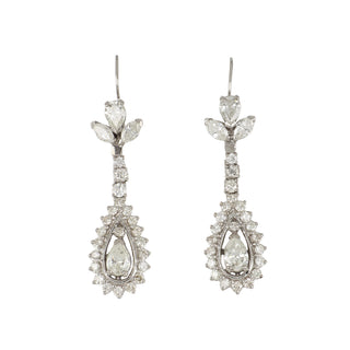 Mid-Century German Mixed Cut Diamond Drop Earrings