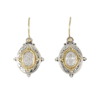 Estate Konstantino Two-Tone Diamond Drop Earrings