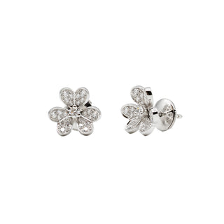 Estate Van Cleef & Arpels 18K White Gold Mini Frivole Diamond Earrings