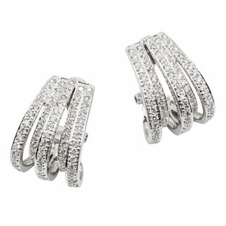 Estate 14K White Gold Multi-Row Diamond Hoop Earrings