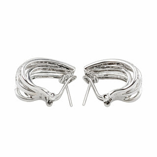 Estate 14K White Gold Multi-Row Diamond Hoop Earrings