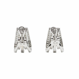Estate 14K White Gold Multi-Row Diamond Hoop Earrings