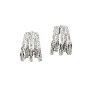 Estate 14K White Gold Multi-Row Diamond Hoop Earrings