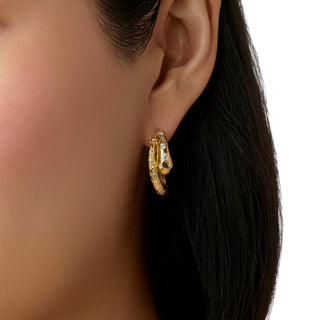 Temple St. Clair 18K Gold Delphi Serpent Diamond Hoop Earrings