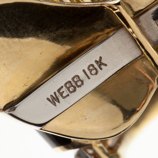 Estate David Webb Two-Tone Black Enamel & Diamond Scallop Earrings