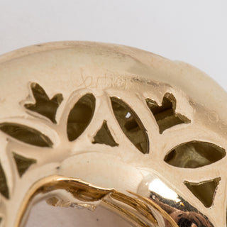 Estate Cartier 18K Gold Fluted Loop Earrings with Diamonds