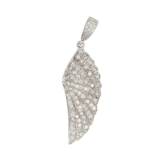 Estate 14K White Gold Angel Wing Diamond Pendant