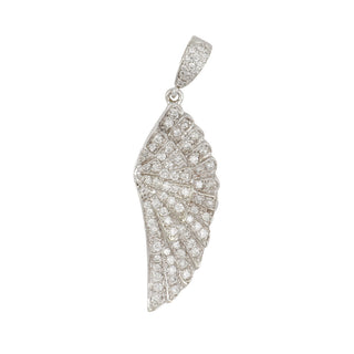 Estate 14K White Gold Angel Wing Diamond Pendant