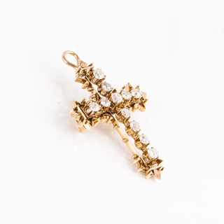 Victorian Old Mine-Cut Diamond Cross Pin/Pendant