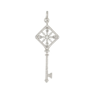 Estate Tiffany & Co. Platinum Diamond Key Pendant