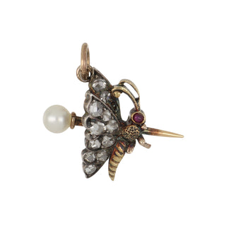 Late Victorian 14K Gold Diamond Butterfly Charm