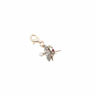 Late Victorian 14K Gold Diamond Butterfly Charm