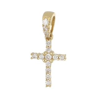 18K Gold Diamond Cross Pendant