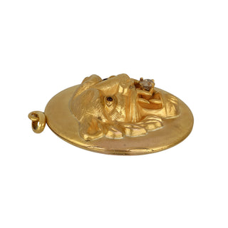 Vintage 1970s 14K Lion Locket with Rubies