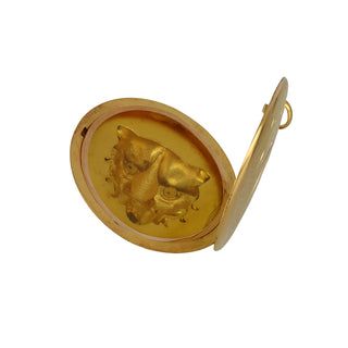 Vintage 1970s 14K Lion Locket with Rubies