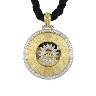 Estate Italian 18K Diamond Moveable Zodiac Medallion