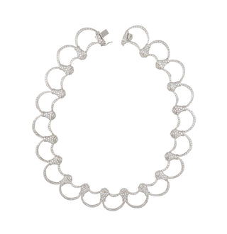 Estate Diamond Half Moon Collar Necklace