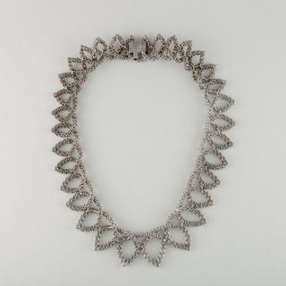Vintage 1970s 18K White Gold Diamond Collar Necklace