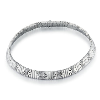 Vintage Bulgari 18K White Gold Parentesi Necklace with Diamonds