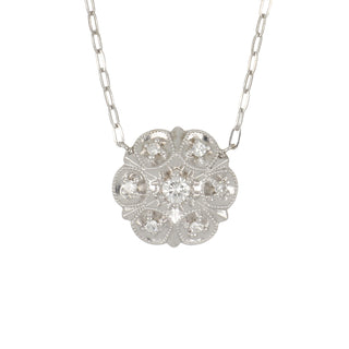 Mid-Century 14K White Gold Beaded Diamond Pendant