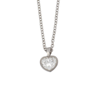 Estate 18K White Gold Heart Shaped Diamond Pendant