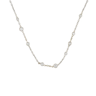 Estate 18K White Gold Round & Pear Shape Diamonds by the Yard Necklace
