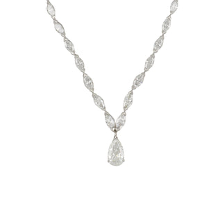 Vintage 1970s Platinum Marquise Diamond Riviera Necklace