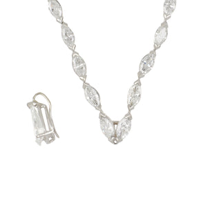 Vintage 1970s Platinum Marquise Diamond Riviera Necklace