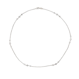 18K White Gold Princess-Cut Diamond Chain Necklace