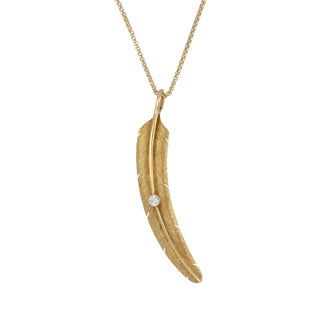 Edwardian Diamond Feather Pendant Necklace