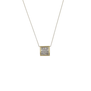 18K Gold Princess-Cut Diamond Pendant Necklace