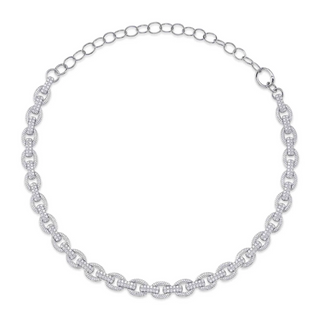 Shy Creation Diamond Oval Link Collar Necklace