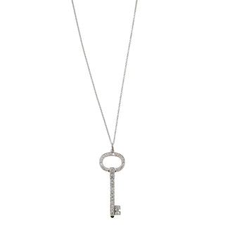Estate Tiffany & Co. Platinum Diamond Key Pendant Necklace