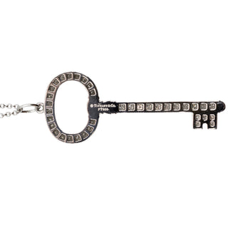 Estate Tiffany & Co. Platinum Diamond Key Pendant Necklace