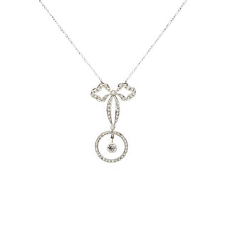 Belle Epoque Platinum & 18K Gold Ribbon Bow Motif Necklace