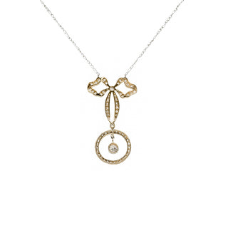Belle Epoque Platinum & 18K Gold Ribbon Bow Motif Necklace