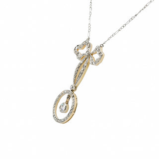Belle Epoque Platinum & 18K Gold Ribbon Bow Motif Necklace
