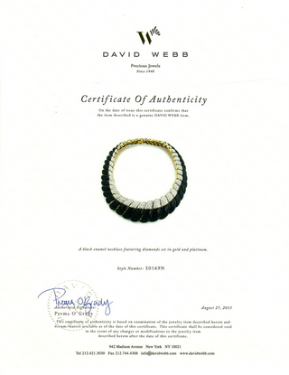 Vintage David Webb Black Enamel and Diamond S-Link Collar Necklace