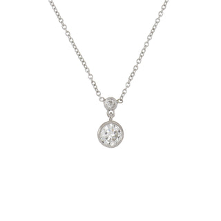 Tenenbaum Platinum Old European-Cut Diamond Drop Pendant Necklace