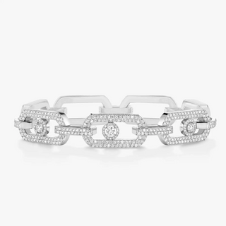 Messika 18K White Gold So Move XL Pavé Diamond Link Bracelet