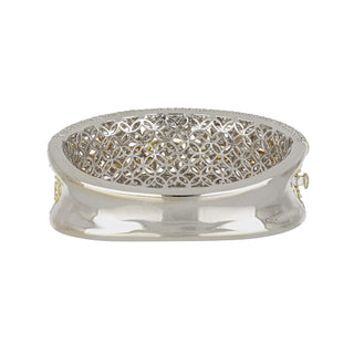 Estate 18K Two-Tone Gold Fancy Yellow & White Diamond Cobblestone Bangle Bracelet