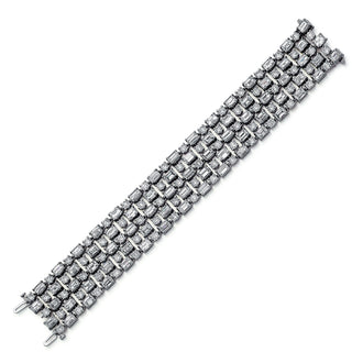 Estate 18K White Gold Diamond Wide Articulated Bracelet