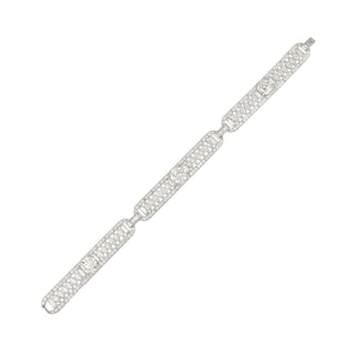 Art Deco Platinum Diamond Lattice Line Bracelet