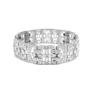 Art Deco Platinum Old European-cut Diamond Openwork Link Bracelet